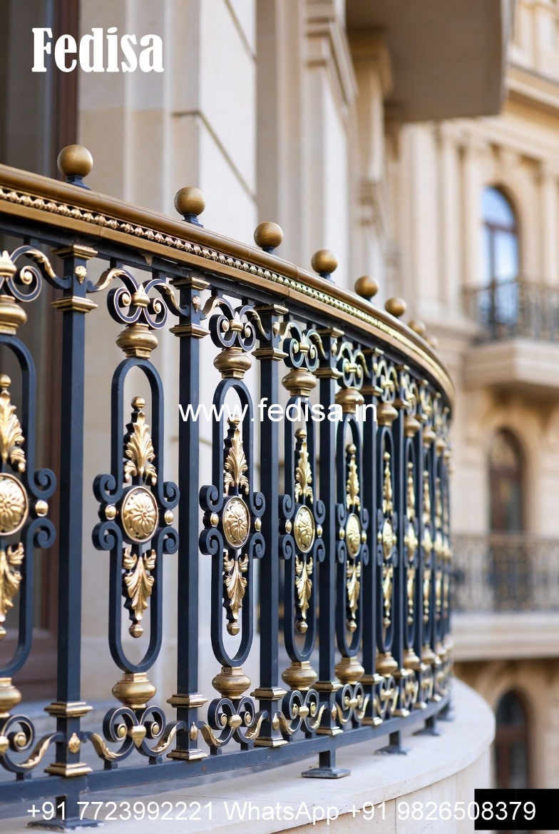 Stylish Brass Staircase Railing With Decorative Finish Stair Guard Design