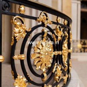 Brass Railing Design With High-end Finish Round Concrete Stairs Design