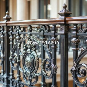 Luxury Brass Balcony Railing With Artistic Detailing Out Staircase Design