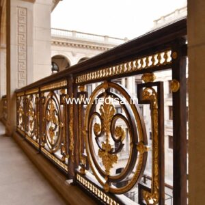 Elegant Brass Stair Railing With Classic Finish Emergency Exit Staircase Design