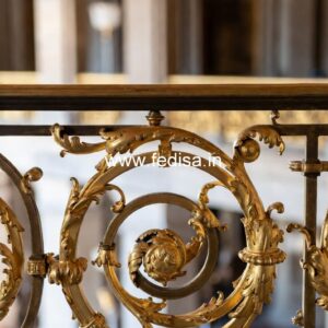 Brass Balcony Railing With Decorative Pattern Stairs Wall Color Design