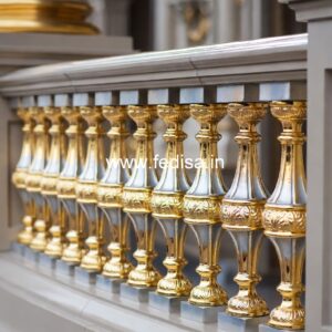 Classic Brass Balcony Railing With Royal Touch Staircase With Elevator Design