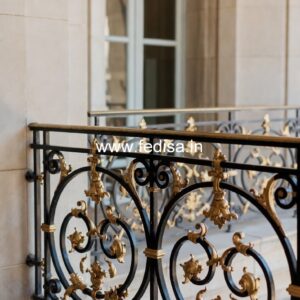 Brass Balcony Railing Design With Decorative Finish Staircase Wall Painting Design