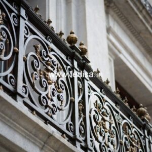 Decorative Brass Railing Design With Classic Finish Under Stairs Door Design