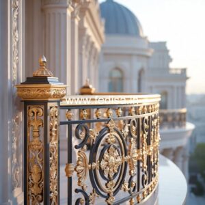 Stylish Brass Stair Railing With Premium Finish Apartment Building Staircase Design