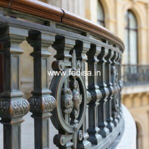 Designer Brass Railing Design With Artistic Finish Window Design In Staircase