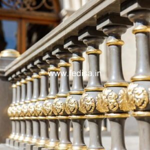 Decorative Brass Stair Railing Design For Villas Bookshelf Staircase Design