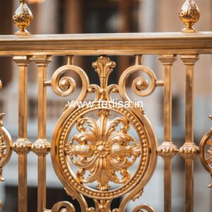 Stylish Brass Balcony Railing With Designer Look Staircase With Central Stringer Beam