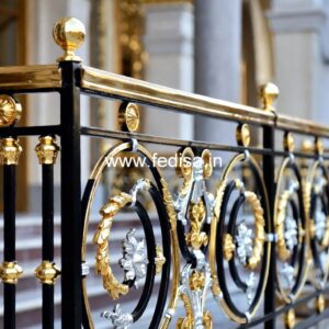 Brass Balcony Railing Design With Premium Style Round Stairs Design In House