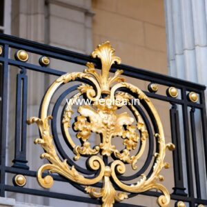 Antique Brass Balcony Railing With Classic Style Staircase Design For First Floor