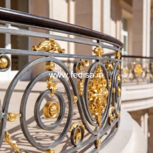Designer Brass Staircase Railing With Classic Appeal Metal And Wood Staircase Design