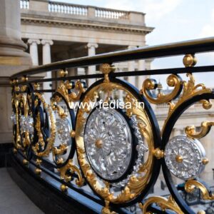 Elegant Brass Stair Railing With Classic Finish Steel Wood Staircase Design