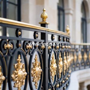 Modern Brass Railing Design With Stylish Finish Stairs Mandir Design