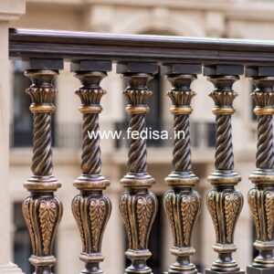 Brass Balcony Railing With Artistic Work House Plans With Stairs In The Middle