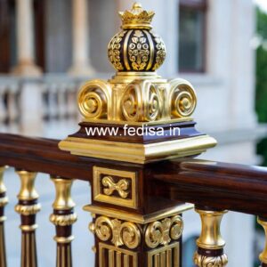 Premium Brass Balcony Railing For Homes Stairs Design Wood And Steel