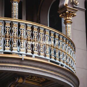 Designer Brass Balcony Railing Collection Wall Painting Design Near Staircase