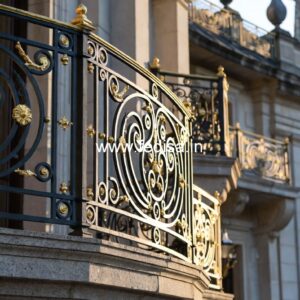 Artistic Brass Railing Design With Luxury Look Staircase Design To Save Space