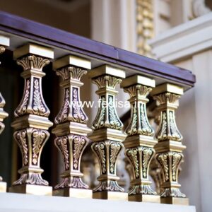 Decorative Brass Stair Railing With Unique Style Civil Engineering Stair Design