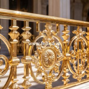 Decorative Brass Handrail With Artistic Detailing Balcony Glass Design