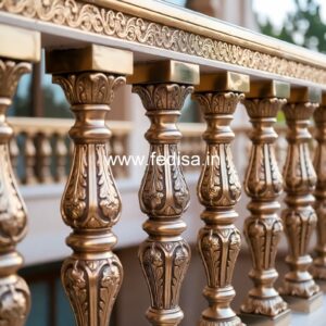 Elegant Brass Railing Design With Artistic Finish Wooden Railing Design