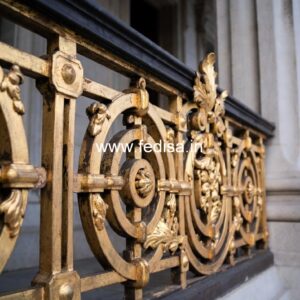 Designer Brass Stair Railing With Artistic Work Modern Balcony Railing Design
