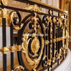 Antique Brass Stair Railing Design For Royal Homes House Front Wall Railing Design
