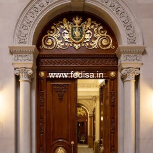 Solid Wood Classic Door Single Iron Gate Design No-10801