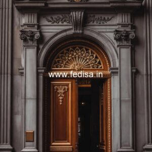 Arch Top Wooden Door Steel Jali Design For Main Door No-10829