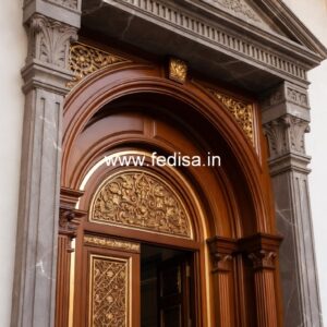 Wooden Carved Door Design Single Door Iron Gate Price No-10838