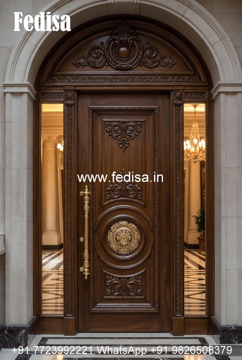 Solid Wood Classic Door Balcony Glass Door Design No-10842