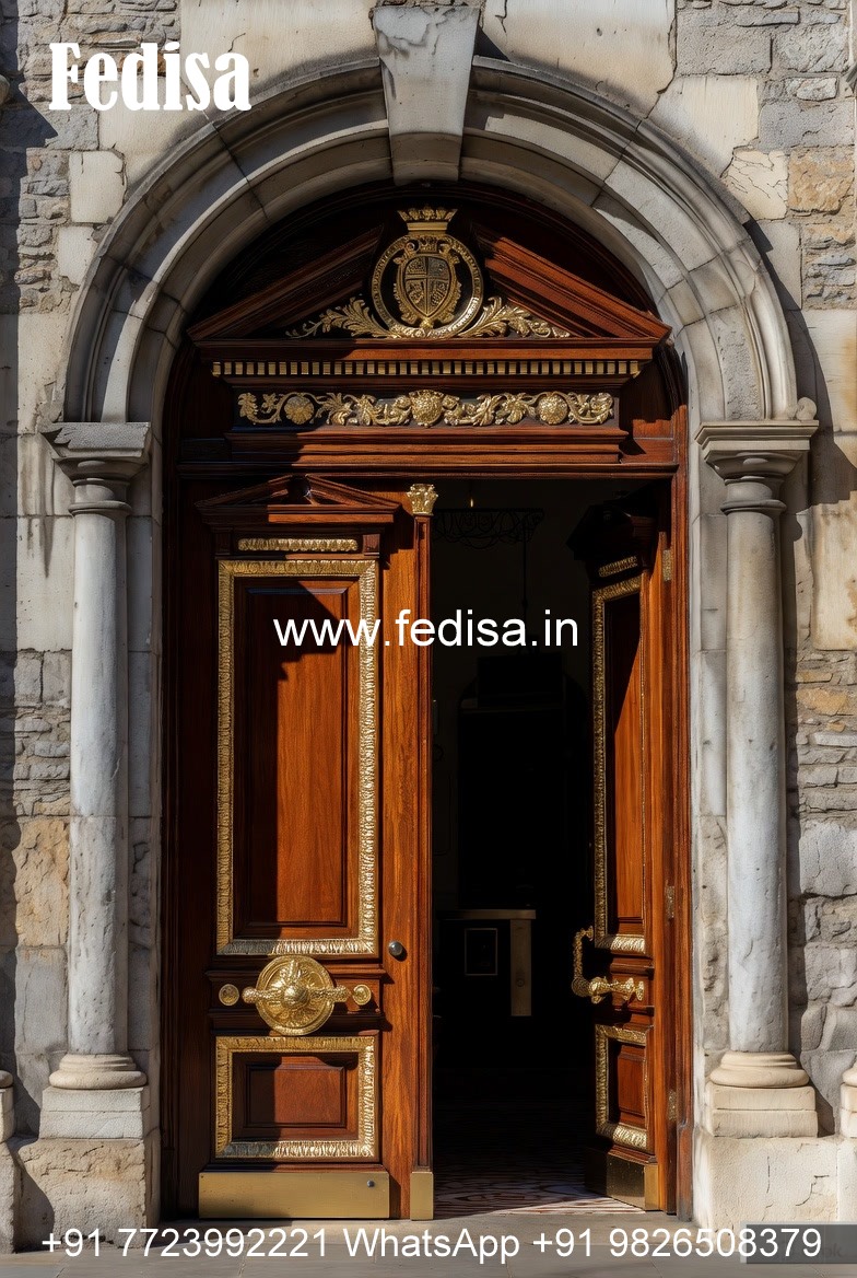 Italian Style Wooden Doors Iron Net Door Design No-10895