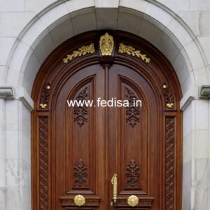 Handcrafted Wooden Door Puja Room Glass Door Design No-10928