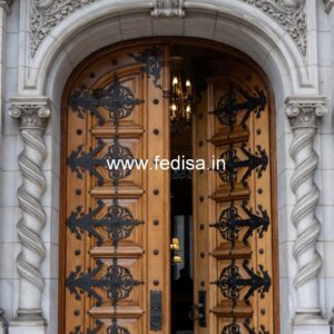 Glass Panel Classic Door Main Gate Wooden Door Design No-11159