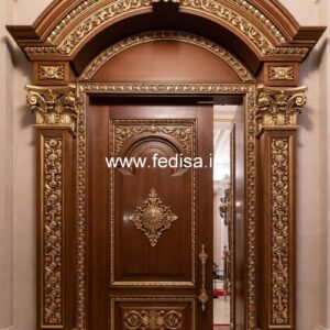 Classic Wooden Main Door Design For Home Double Door Handle Design No-11230