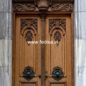 Arch Top Wooden Door Iron Gate For Main Door No-11362