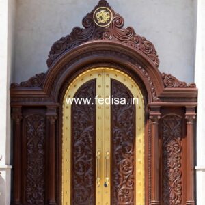 Classic Wooden Main Door Design For Home Double Door Glass Design No-11476
