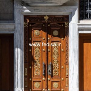 Solid Wood Classic Door Grill Double Door Design No-11580