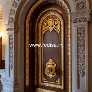 Wooden Carved Door Design Single Round Door Design No-11617
