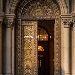 Solid Wood Classic Door Pooja Room Door Design Glass No-11621