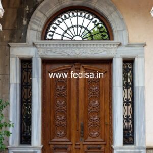 Carved Door Patterns Wooden Door With Grill Design No-11809
