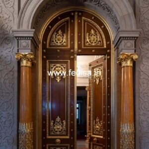 Double Door Classic Style Main Door And Window Design No-11812