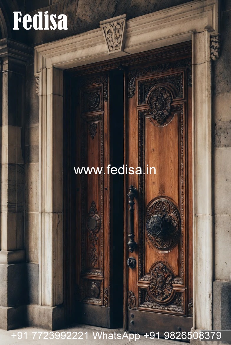 Carved Wooden Doors New Double Door Design No-11993