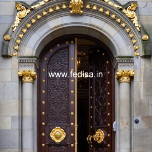 Elegant Double Door Classic Entry Design Main Double Door Flower Design No-12054