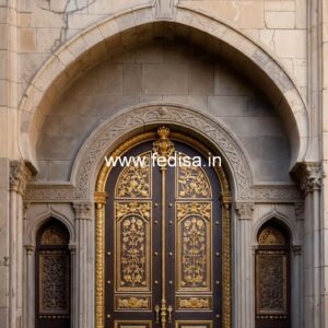 Carved Wooden Doors Office Entrance Glass Door Design No-12075