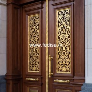 Home Entry Wooden Door Net Double Door Design No-12087