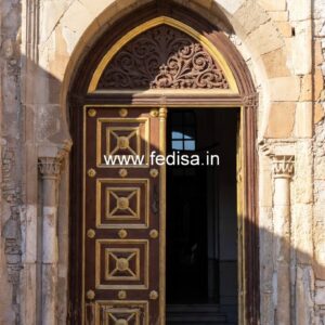 Palace Style Doors Main Door Wooden Grill Design No-12090