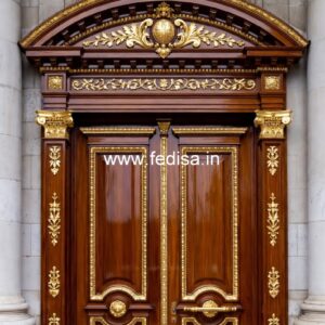 Carved Wooden Doors Single Grill Gate Design No-12116