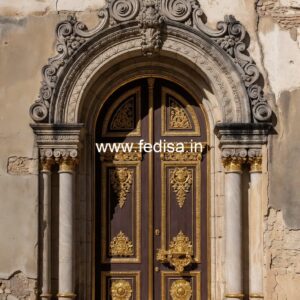 Double Door Classic Style Office Wooden Door Design No-12222