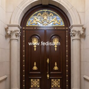 Double Door Classic Style Door Design Simple Wood No-12263