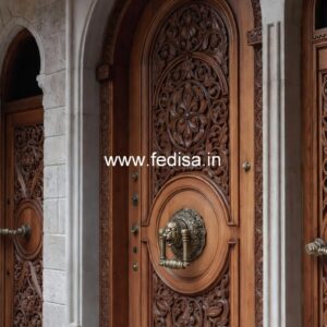 Carved Wooden Doors Glass Door Design No-12280
